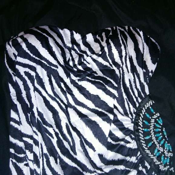 Zebra Mini Dress w/ Beading - Picture 2 of 3